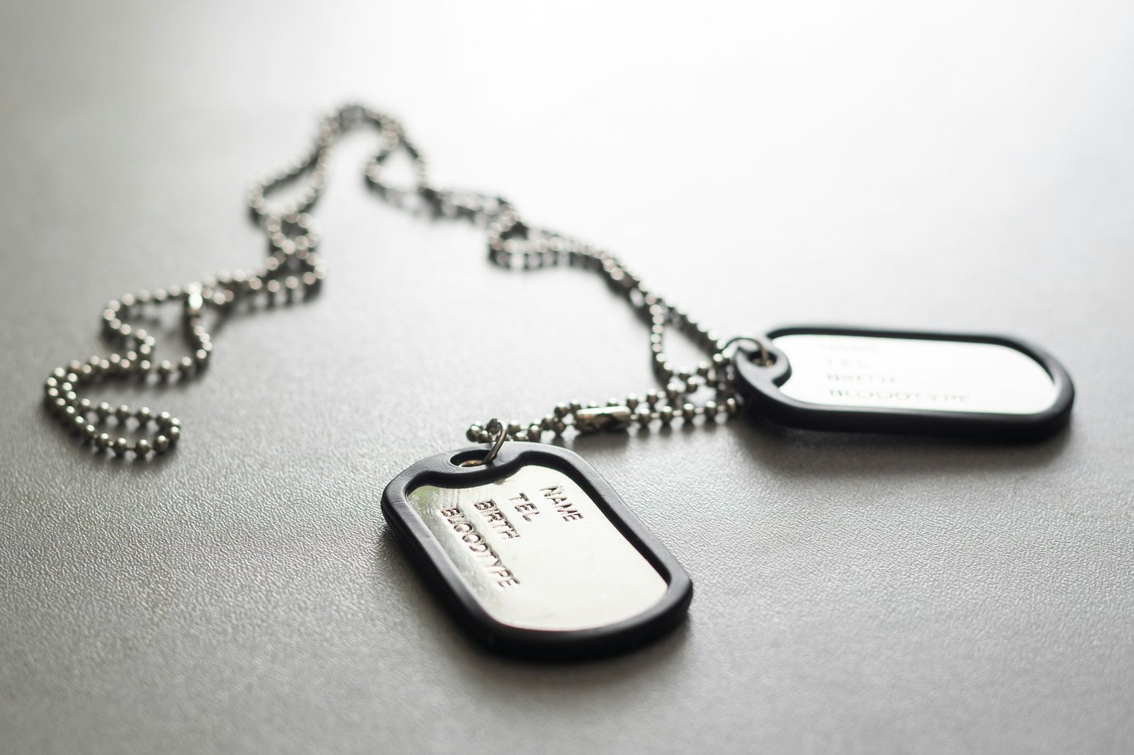 American military dog tags. badge with the name of a soldier