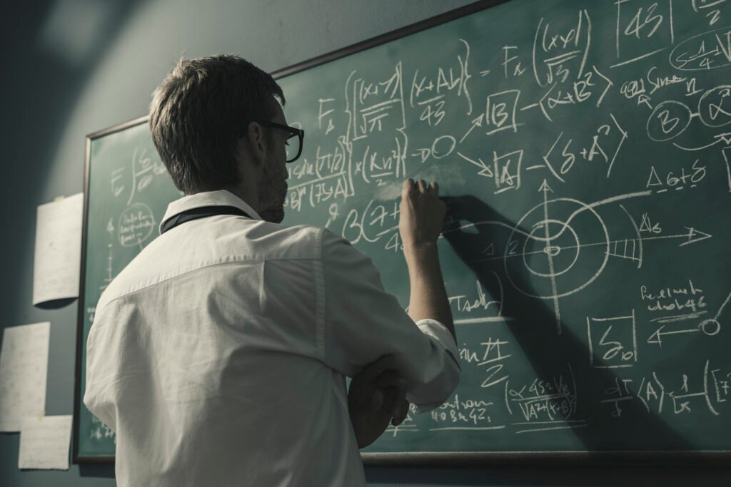 Mathematical problem solving at a chalkboard
