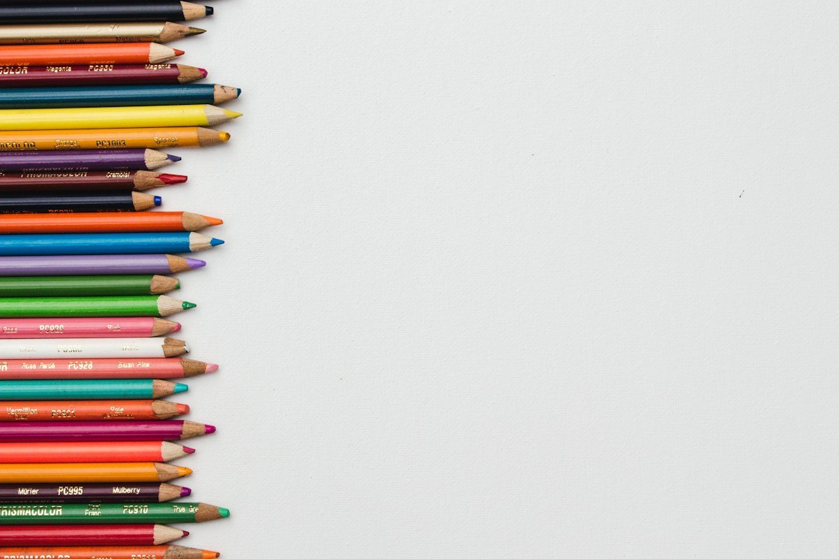 Colorful books and classroom supplies